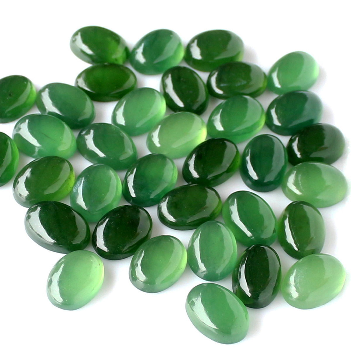Calibrated jade cabochons