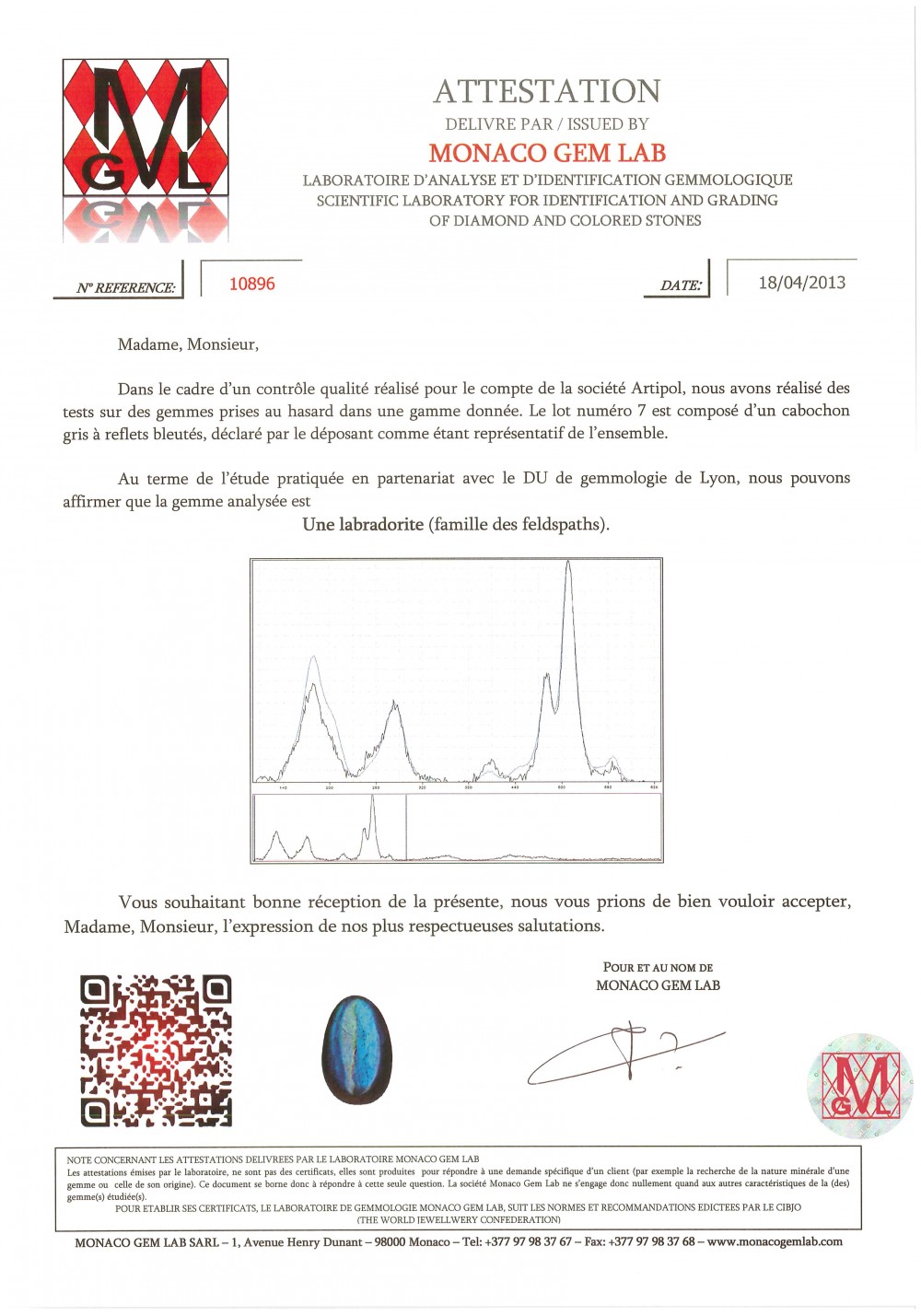 Certificate of authenticity - Labradorite